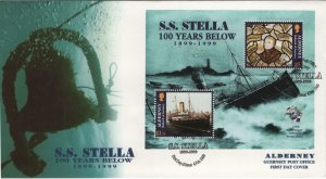 Alderney 1999 FDC Sc 127 S.S. Stella shipwreck, 100th ann Sheet of 2