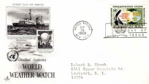 United Nations 1968 FDC Sc 188 World Weather Watch Artcraft Cachet UN New York