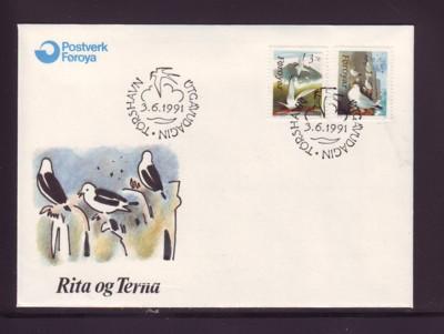 Faroe Islands Sc224-5 1991 birds stamp set FDC