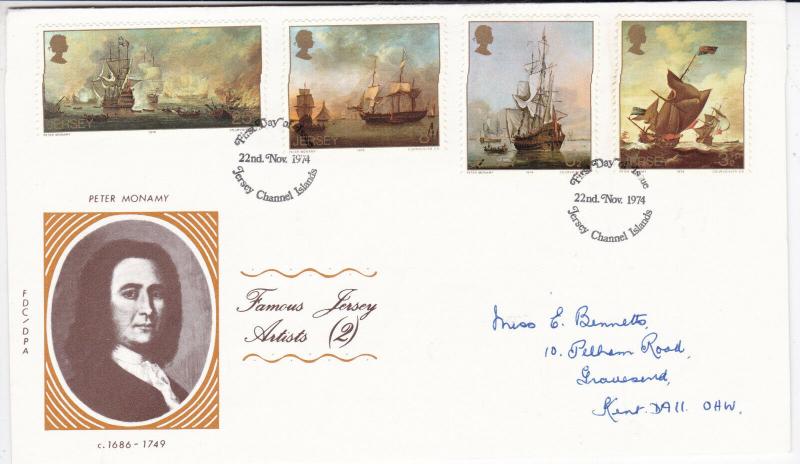 Jersey 1974 Peter Monamy famous Jersey Artists FDC VGC