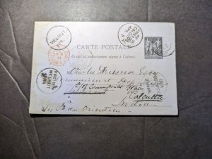 1902 France Postcard First Day Cover FDC to Calcutta India