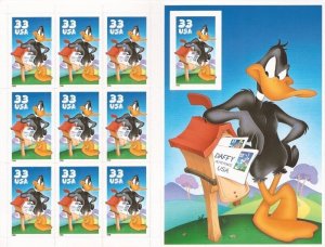 US Stamp - 1999 Daffy Duck 10 Stamp Sheet w/Die Cuts & Imperf Stamp #3307