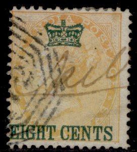 MALAYSIA - Straits Settlements QV SG6, 8c on 2a yellow, USED. Cat £42.