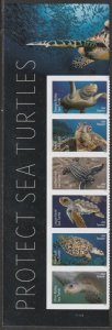 US 5865-5870 5870b Protect Sea Turtles F panel plate strip 6 MNH 2024