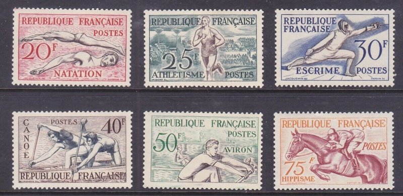 France 700-05 MNH OG 1953 Yt 960-65 Compete Sports Set VF-XF Scv $61.00