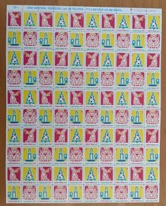 1971 USA CHRISTMAS SEALS -STAMPS FULL SHEET of 100 Stamps (Christmas Scenes)