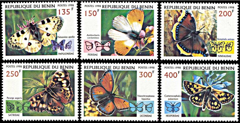 Benin 1107A-1107F, MNH, Butterflies