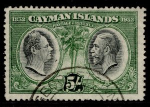 CAYMAN ISLANDS GV SG94, 5s black & green, FINE USED. Cat £180.