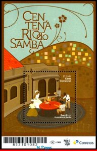 3354 BRAZIL 2017 CENTENARY OF SAMBA, DANCE, MUSIC, RHM B-201, MNH + BROCHURE