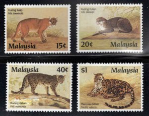 Malaysia Scott 368-371 MNH** Protected Wildcat set