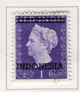 INDONESIA; 1948 early Wilhelmina Optd. issue fine used 1G. value