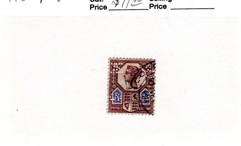 Great Britain #118 Perfin Used - Stamp - CAT VALUE $11.50