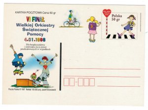 Poland 1997 Postal Stationary Postcard Stamp MNH Road Safety Children