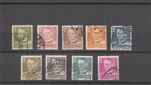 Denmark Scott#  306-314  Used  (1948-1950 Frederik IX)