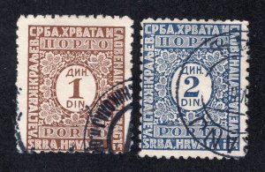 Yugoslavia 1924 1d & 2d Postage Due, Scott J15-J16 used, value = 50c