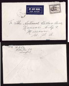 Newfoundland cover #14135 - 10c Salmon airmail to USA–Elliston single