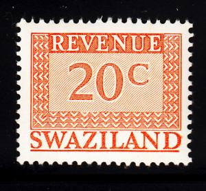 Swaziland 1975-77 MNH 20c orange Revenue