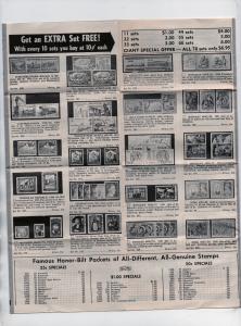Old  Jamestown Stamp Company stamp add and order blank from the 1950's or 1960's