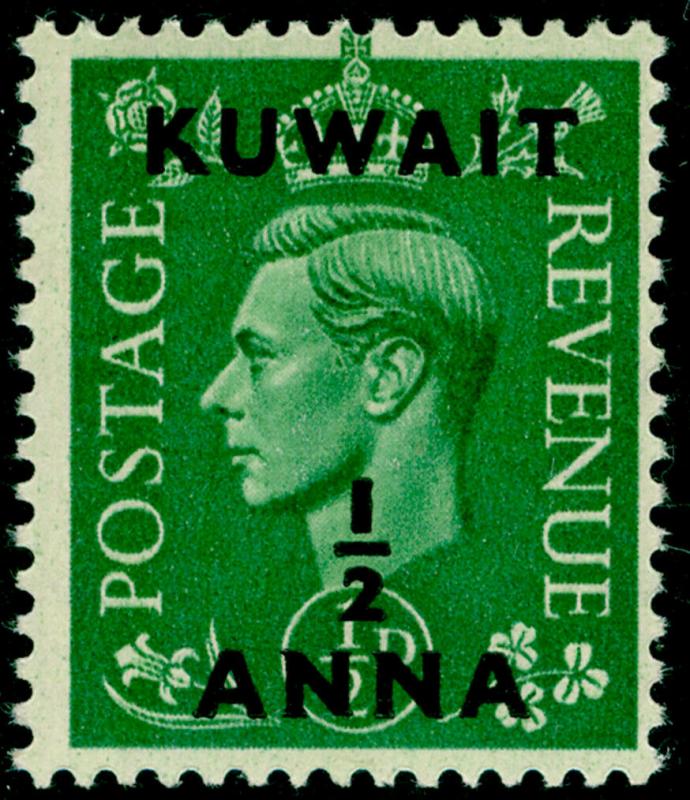 KUWAIT SG64, ½a on ½d pale green, UNMOUNTED MINT. 