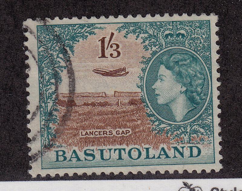 BASUTOLAND Used Scott # 53 Queen Elizabeth II & Plane at Lancers Gap (1 Stamp)-6