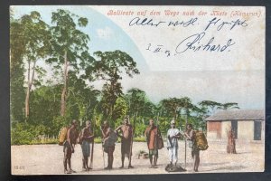 1904 German Cameroon Picture Postcard Cover To Grim Germany Natives Village