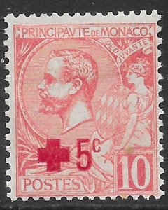 MONACO SG30 1914 RED CROSS FUND 10c+5c CARMINE-RED MTD MINT