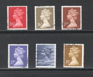 Great Britain #MH130, MH132-6  VF, Used, CV $5.75 .... 2480919