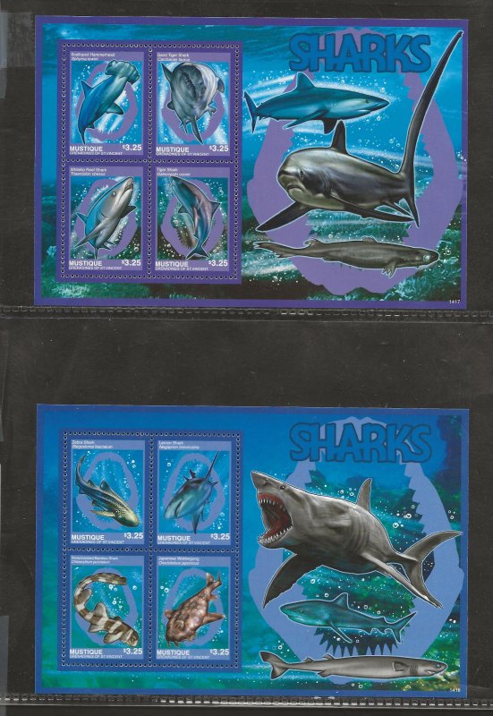 ST. VINCENT GRENADINES - MUSTIQUE STAMP WORLD#387-98  VF/MNH