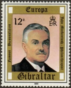 Gibraltar 392 - Mint-H - 12p J. Mackintosh / Europa (1980) (cv $0.60)