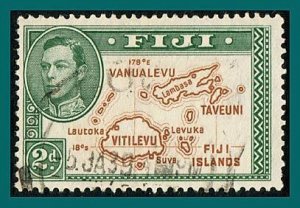 Fiji 1938 Map, 2d used  #120,SG253