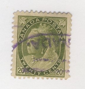 Canada Victoria Numeral Used stamp #84-20c Used F/VF  Guide Value = $120.00