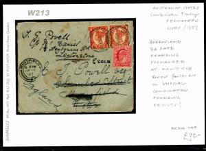 Australia QUEENSLAND GB FRANKING 2d Rate Cover 1907 Forwarded Mansfield W213