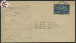 Cuba 1931 First Flight Cover Nuevitas - Miami | Edifil E115| CU11548