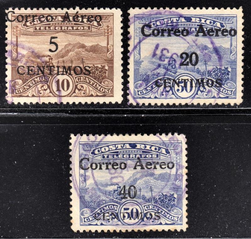 Costa Rica Scott C3-5  complete set  F to VF used.