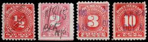 United States Scott R206, R208-R209, R212 (1914) Used F, D