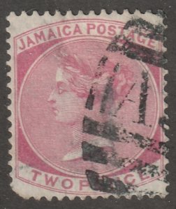 Jamaica stamp,  Scott#2, used, hinged, perf 14.0, #Q-J2