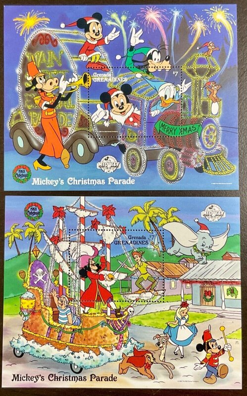 Grenada Grenadines 2 Disney Mickey’s Christmas Parade Souvenir Sheets 1988