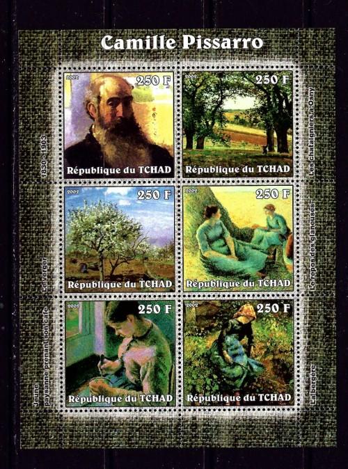 Chad 2002 Camille Pissarro mini-sheet of 6 NH