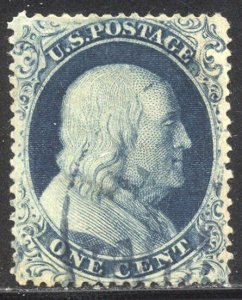 U.S. #22 CHOICE XF Used w/ Cert - 1c Blue, Type IIIa