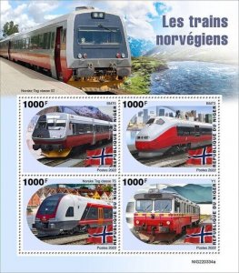 2022/08- NIGER - NORWEGIAN TRAINS             4V    MNH **