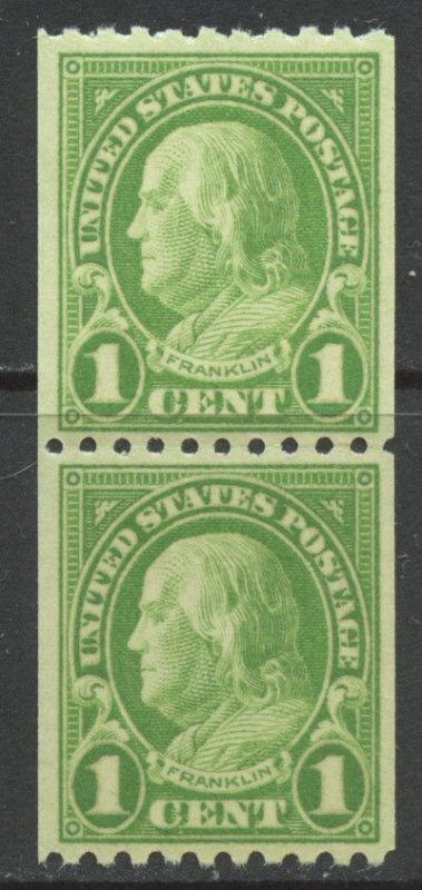 United States Scott 604 MNHOG Pair - 1924 Franklin Rotary Coil - SCV $1.70