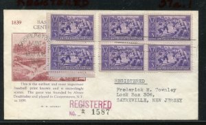 UNITED STATES 1939 REGISTERED GRANDY FIRST DAY COVER BLOCK & PAIR -SAYREVILLE NJ