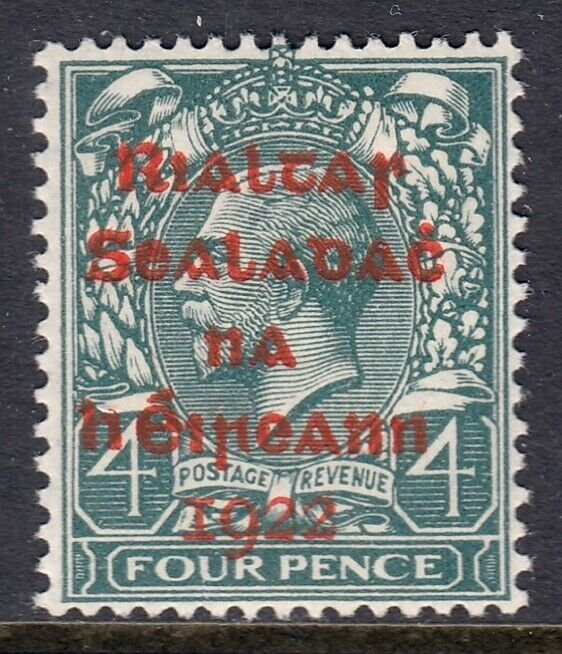 IRELAND — SCOTT 10 (SG 6a) — 1922 4d DOLLARD RED OVPT. — MNH — SCV $30