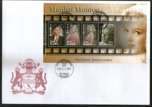 Guyana 2007 Marilyn Monroe Cinema Film Actress  Sc 3944 Sheetlet FDC # 15243