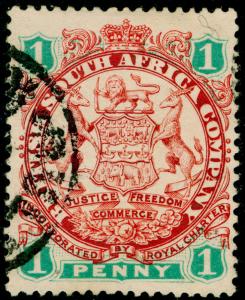 RHODESIA SG29a, 1d scarlet & emerald, FINE USED.