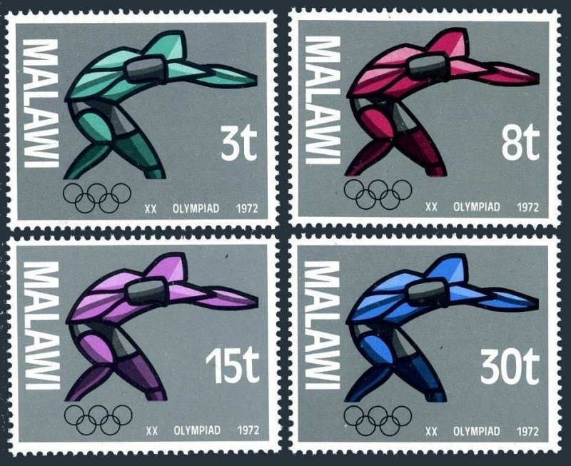 Malawi 190-193, 193a, MNH. Michel 186-189, Bl.28. Olympics Munich-1972: Athlete.