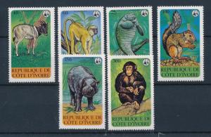 [54025] Ivory Coast 1979 Wild animals WWF Monkey Squirrel Hippo MNH