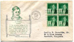 889 - 15b 1c Blk Famous American Eli Whitney, Holland FDC