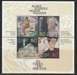 2018 Austria - Sc 2753 - MNH VF - 1 MS - Paintings