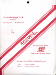 Showgard Stamp Mount Trans-Mississippi Pack - CLEAR - Pack of 11  TMP-4   PRECUT